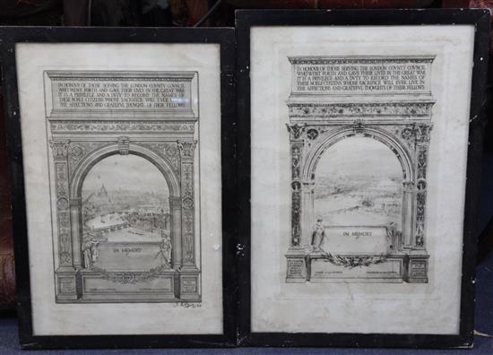 William Riley & William Walcot London County Council First World War Memorial 14 x 9in.